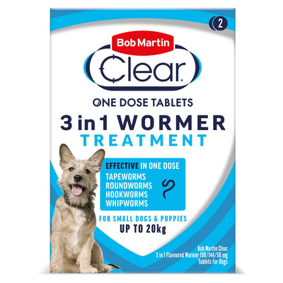 Bob Martin 3 In 1 Dewormer Upto 20kg 2 Tablets