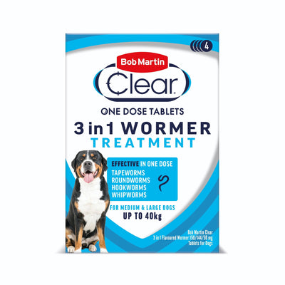 Bob Martin 3 In 1 Dewormer Upto 40kg 4 Tablets