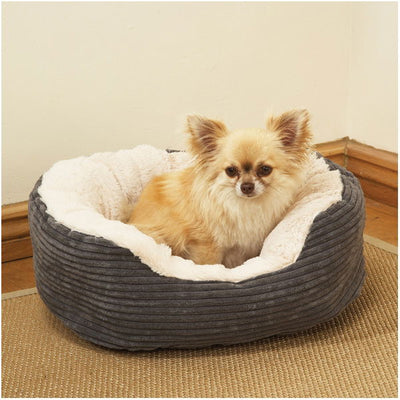 40 Winks Oval Sleeper Jumbo Cord/plush Grey 32"