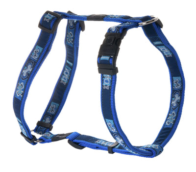 Rogz Armed Response Nylon Harness Indigo Bones 25mm