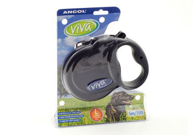 Viva Retractable Lead Tape Black Large 50kg-5m