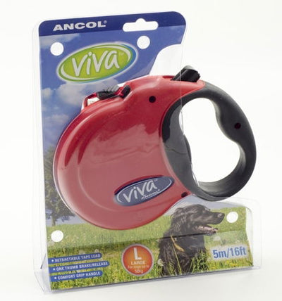 Viva Retractable Lead Tape Red Large 50kg-5m