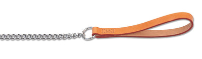 Heritage Chain Lead With Leather Handle Heavy Tan 90cm