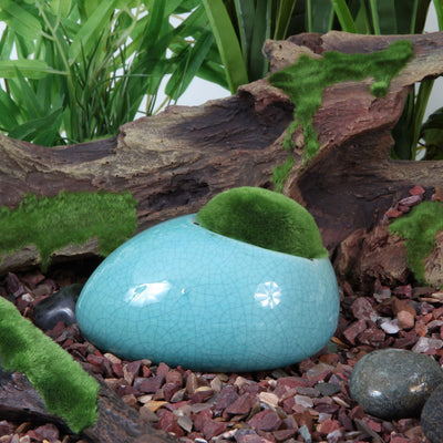 Fluval Ceramic Duck Stone With Moss Blue Lge