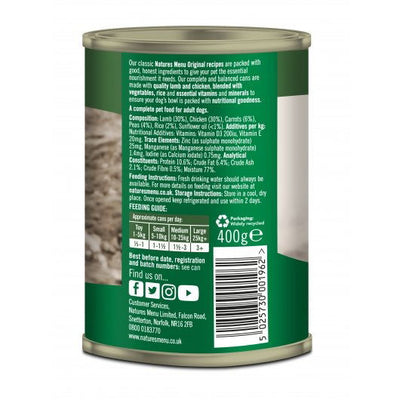 Natures Menu Dog Can Lamb & Chicken With Veg 400g