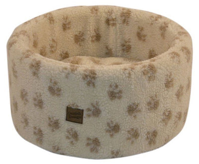 Paw Print Cream Cat Cosy Bed Small 42cm