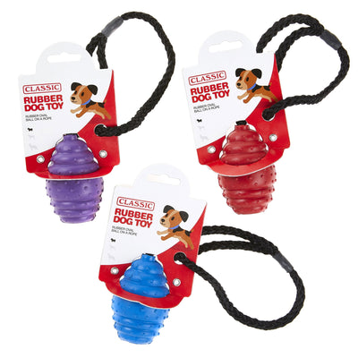 Classic Rubber Oval Ball On A  Rope 75mm