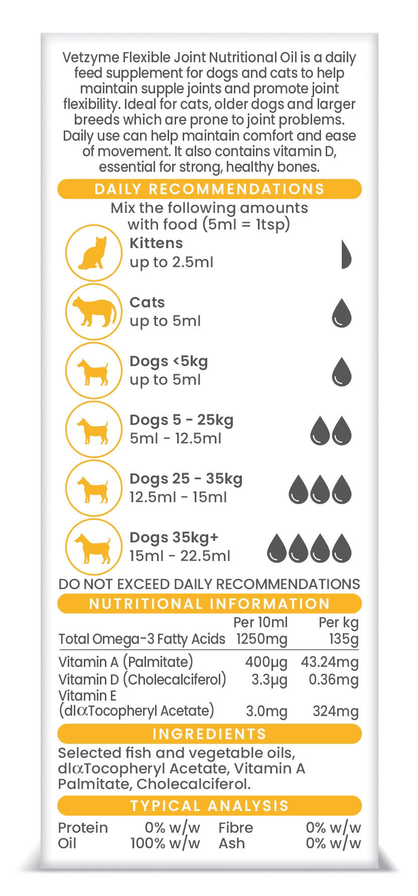 Vetzyme Dog & Cat Flexible Joint Nutritional Oil 150ml