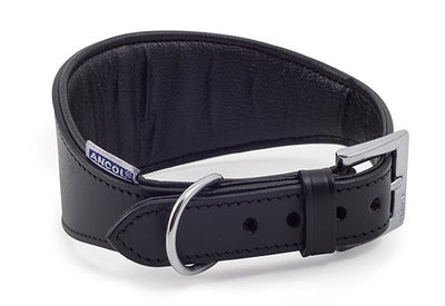 Heritage Leather Padded Greyhound Collar Black 47cm/19"