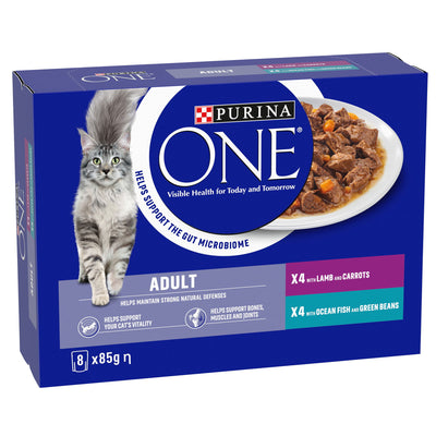 Purina One Adt Mini Fillets In Gravy Ocean Fish&Lamb 8x85g