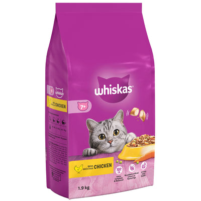 WHISKAS 7+ Chicken Adult Dry Cat Food 1.9kg