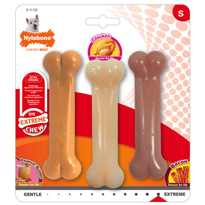 Nylabone Extreme Chew Triple Pack Pb Beef & Bacon Small