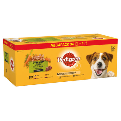 PEDIGREE Adult Wet Dog Food Pouch Mixed in Gravy Mega Pack 40 x 100g