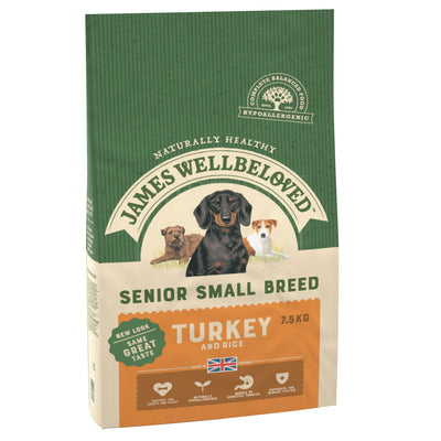 James Wellbeloved Senior Small Breed Dry Dog Food Turkey & Rice 7.5 kg