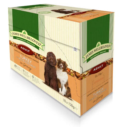 James Wellbeloved Adult Dog Pouches Turkey 10 x 150g