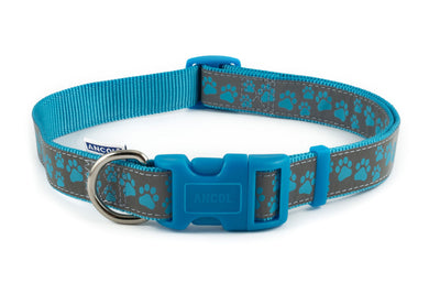 Fashion Nylon Adjustable Collar Blue Paw 45-70cm Sz5-9