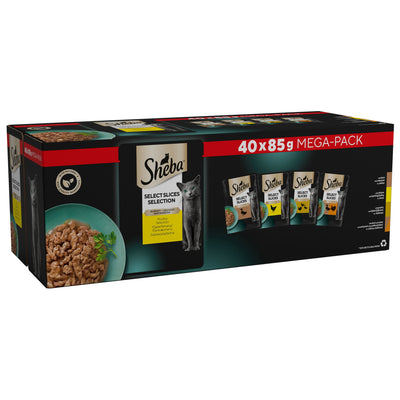 SHEBA Select Slices Adult Cat Food Poultry Selection in Gravy 40x85g Pouch