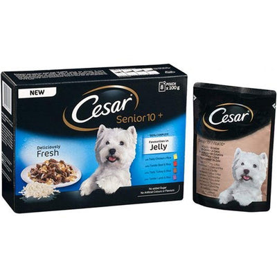 CESAR Senior Wet Dog Food Pouch Mixed Selection in Jelly 12 x 100g
