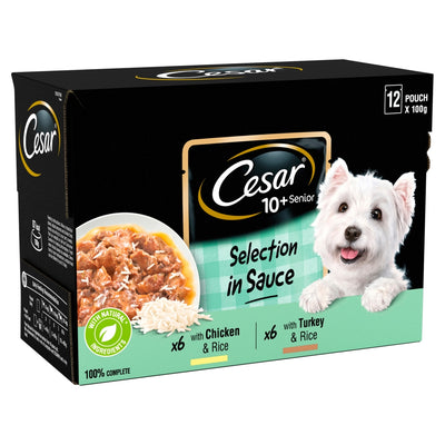 CESAR Senior Wet Dog Food Pouch Mixed Selection in Sauce 12 x 100g