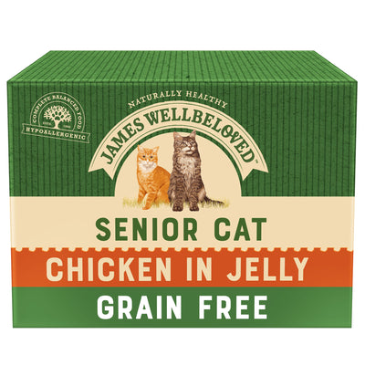 James Wellbeloved Grain Free Senior Cat Wet Food Pouch Chicken in Jelly 12x85g