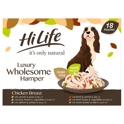 Hilife It's Only Natural Dog Pouch Luxury Hamper 18x100g