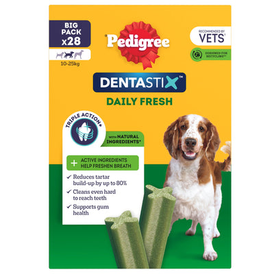 PEDIGREE DENTASTIX Fresh Adult Medium Dog Treats 28 x Dental Sticks 720g