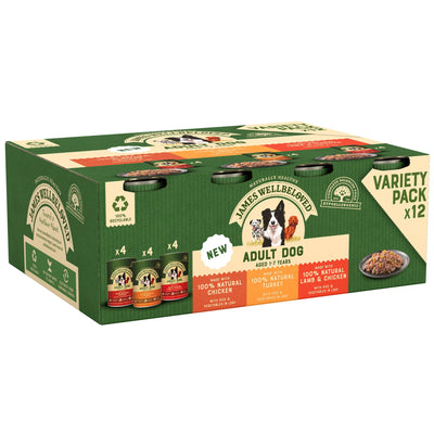 James Wellbeloved Adult Wet Dog Food Tins Turkey Lamb & Chicken in Loaf 12 x 400g