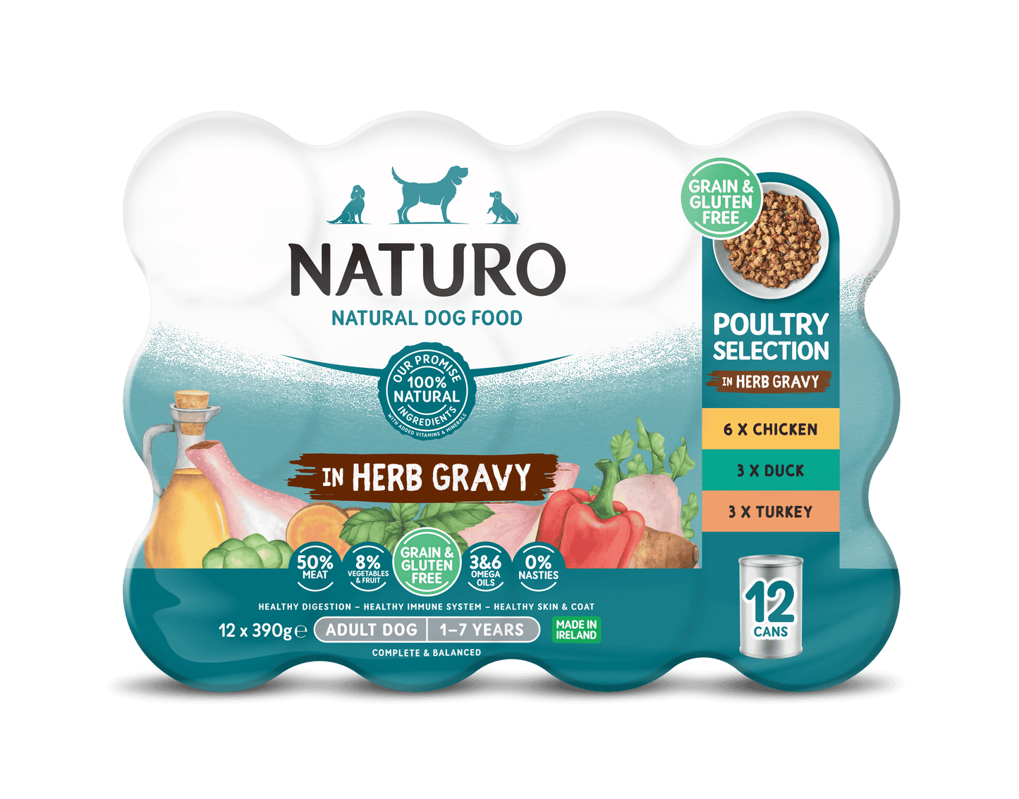 Naturo Adult Variety Pack Grain Free Can 12x390g