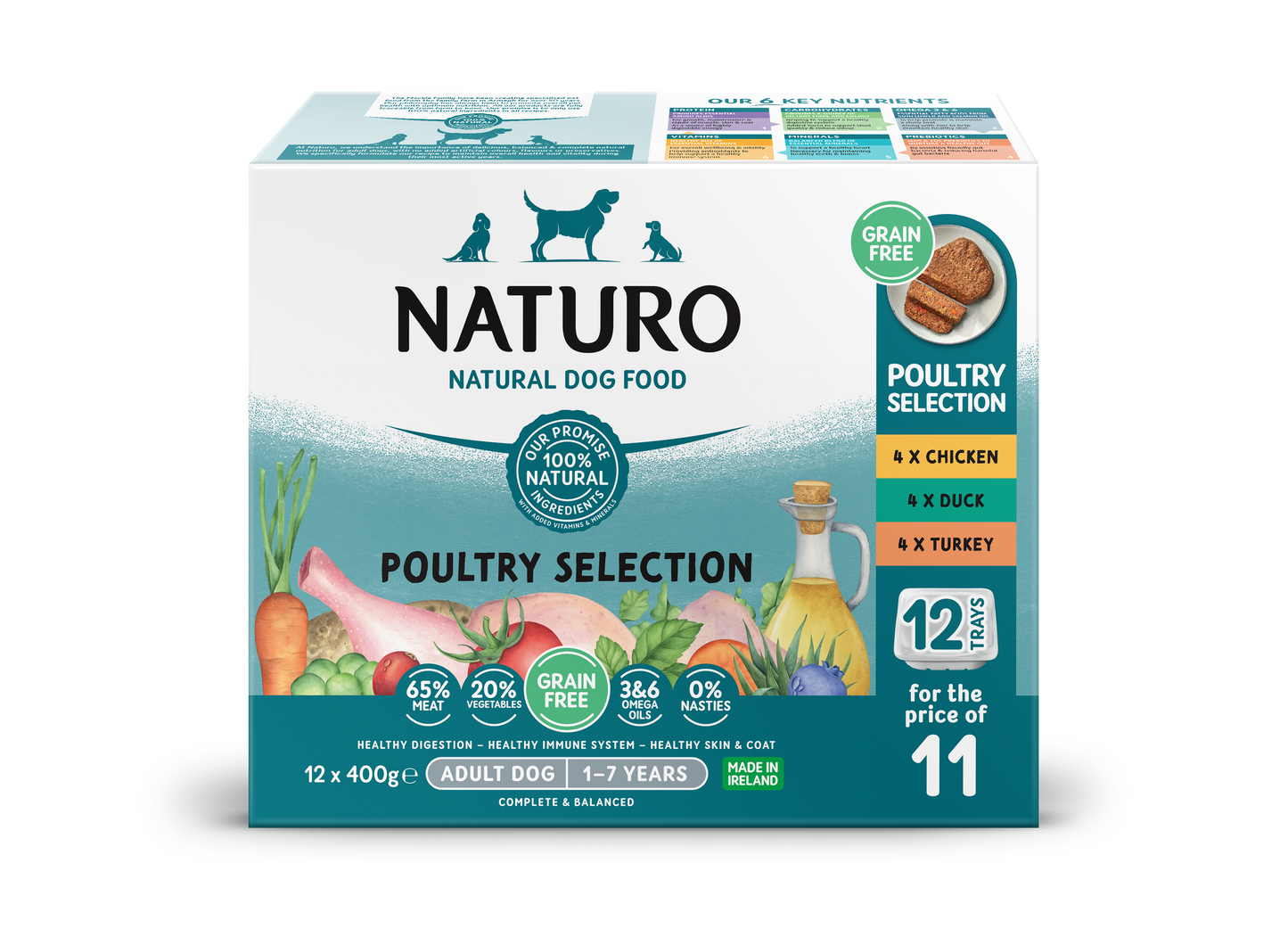 Naturo Adult Variety Pack Grain Free Tray 12x400g