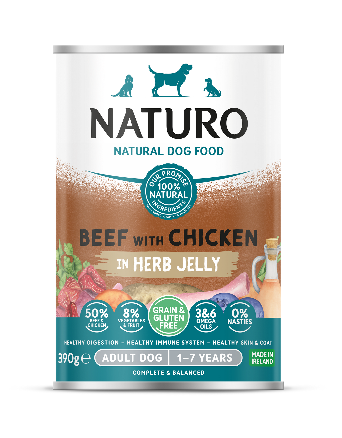 Naturo Adult Beef & Chicken In Jelly Can 390g