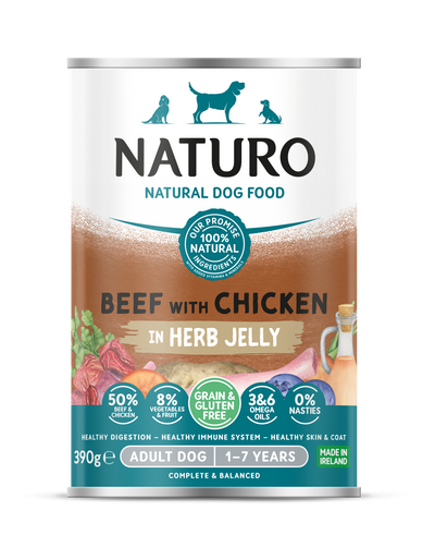 Naturo Adult Beef & Chicken In Jelly Can 390g