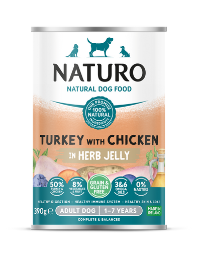 Naturo Adult Turkey & Chicken In Jelly Can 390g