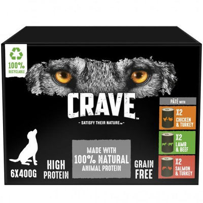 Crave Natural Grain Free Adult Dog Food Tin Mixed in Loaf 6 x 40g