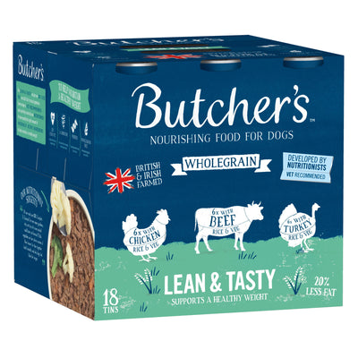 Butcher's Lean & Tasty Low Fat Dog Food Cans 18x390g