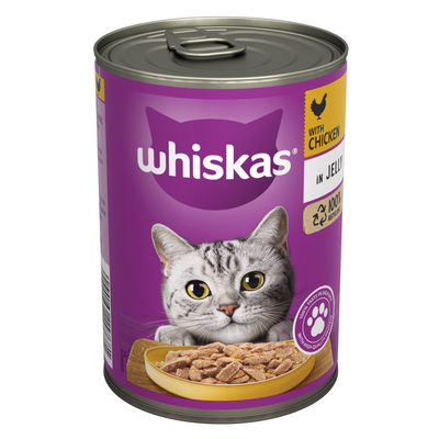 WHISKAS Adult Wet Cat Food Chicken in Jelly Tin 400g