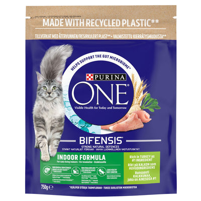 Purina One Indoor Adult Dry Cat Food Turkey 750g