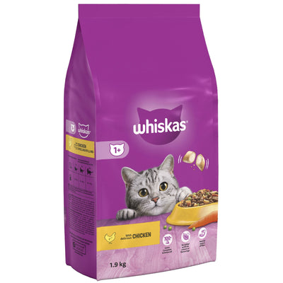 WHISKAS 1+ Chicken Adult Dry Cat Food 1.9kg