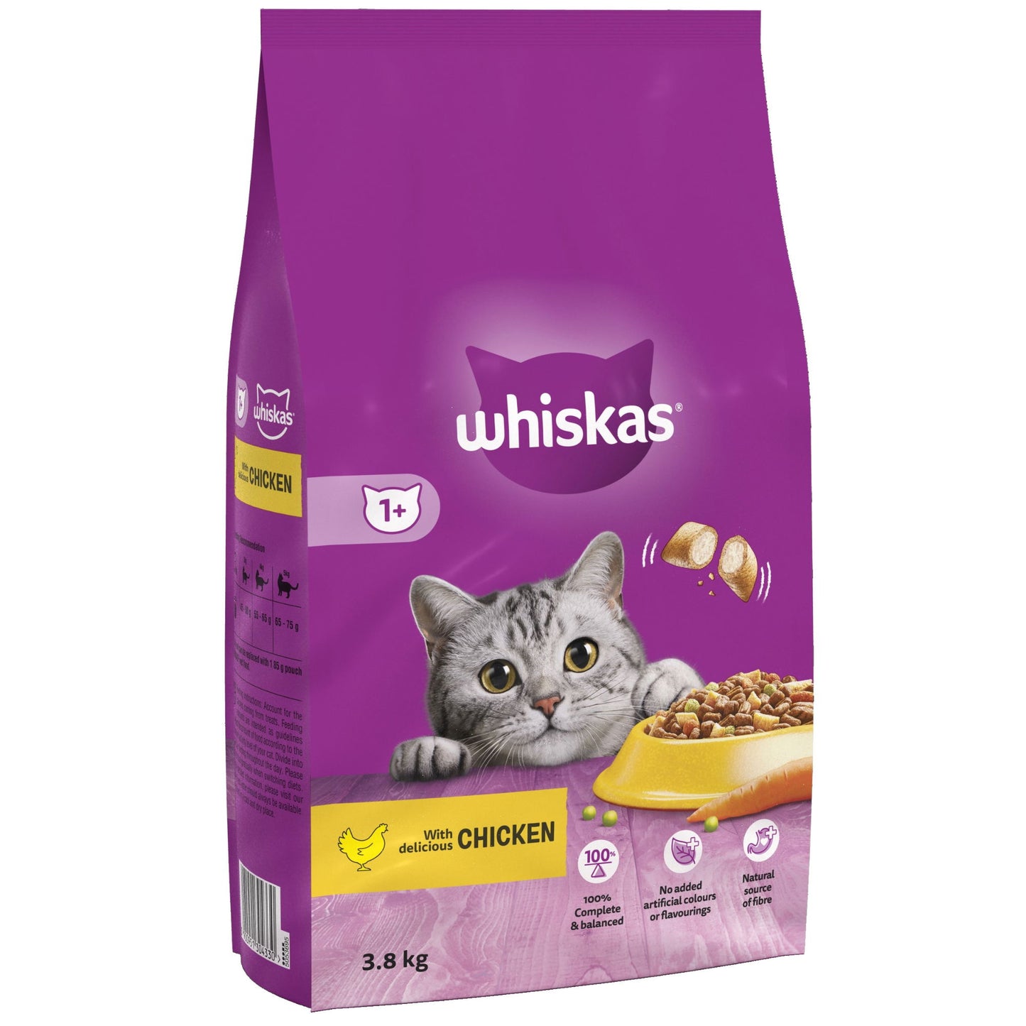 WHISKAS 1+ Chicken Adult Dry Cat Food 3.8kg