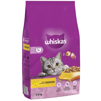 WHISKAS 1+ Chicken Adult Dry Cat Food 3.8kg