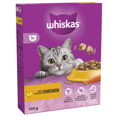WHISKAS 1+ Chicken Adult Dry Cat Food 300g