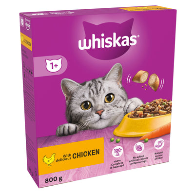 WHISKAS 1+ Chicken Adult Dry Cat Food 800g