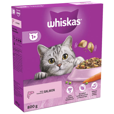 WHISKAS 1+ Salmon Adult Dry Cat Food 800g
