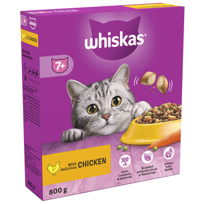 WHISKAS 7+ Chicken Adult Dry Cat Food 800g