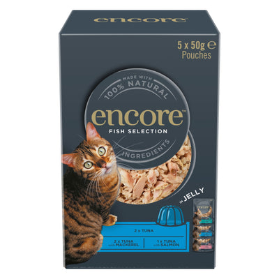 Encore Adult Wet Cat Food Pch Fish Selection in Jly 5x50g
