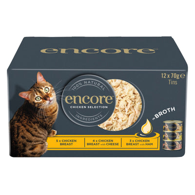 Encore Adt Wet Cat Food Tin Chkn Selection in Broth 12x70g