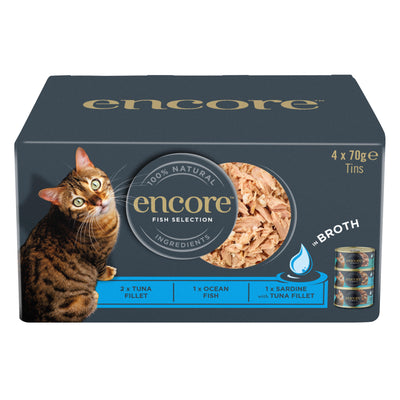 Encore Cat Broth Tin Fish Selection - 4 x 70 per Pack