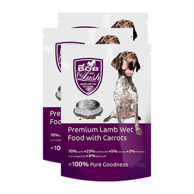 Bob And Lush Grain-Free Wet Dog Food In Tray - Lamb 20x100g
