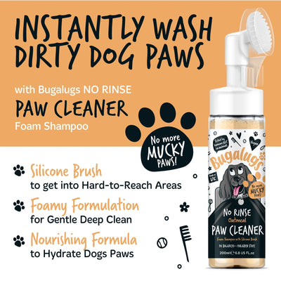 Bugalugs No Rinse Paw Cleaner Foam Shampoo 200ml - Oatmeal