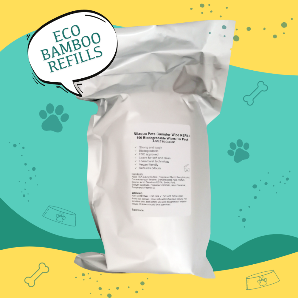 Biodegradable Bamboo Pet Wipes - 100pk Apple Refills