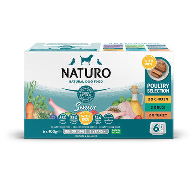 Naturo Senior Dog with Rice 400g Variety 6 Pack Trays